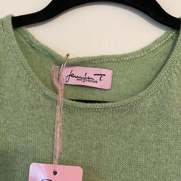 Jennifer Tyler moss green 100% cashmere round neck sweater tank. Italy. SzL - Picture 3 of 11